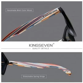 Rectangular Genuine handmade colored bamboo sunglasses square men polarized UV400 - Multicolor/Blue - C4198QN6KOL $23.92