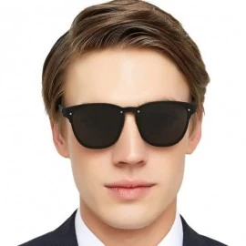 Sport Mens Polarized UV 400 Protection Sport Square Sunglasses for Men Fishing Driving - Black/Blue Line - CV18WGZUGST $27.75