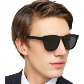Sport Mens Polarized UV 400 Protection Sport Square Sunglasses for Men Fishing Driving - Black/Blue Line - CV18WGZUGST $27.75