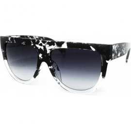 Oversized 6520 Oversize XL Mirror Tint Havana Shadow Style Designer Flat Top Womens Mens Sunglasses - Clear Black - CC1833353...