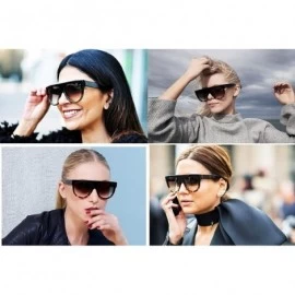 Oversized 6520 Oversize XL Mirror Tint Havana Shadow Style Designer Flat Top Womens Mens Sunglasses - Clear Black - CC1833353...
