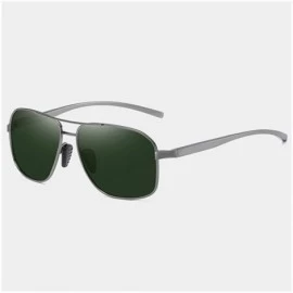 Round Al-Mg Alloy Photochromic Sunglasses Men Polarized Outdoor Driving Sun Glasses - C2 Gun Green - CA198O0IT88 $11.34
