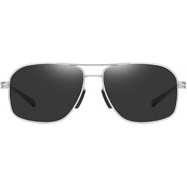 Round Al-Mg Alloy Photochromic Sunglasses Men Polarized Outdoor Driving Sun Glasses - C2 Gun Green - CA198O0IT88 $11.34