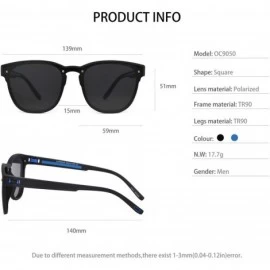 Sport Mens Polarized UV 400 Protection Sport Square Sunglasses for Men Fishing Driving - Black/Blue Line - CV18WGZUGST $27.75