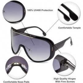 Goggle Oversized Super Shield Sunglasses One Piece Mirror Lens Goggles Windproof Glasses Women Men - Gradient Black - CH196M8...