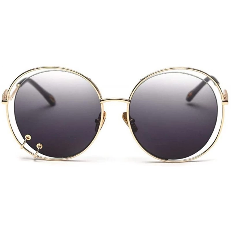 Oversized 47059 Hollow Round Luxury Sunglasses Men Women Fashion Shades UV400 C101 Coffee - C123 Gray Green - C618YZWR38X $12.58