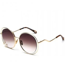 Oversized 47059 Hollow Round Luxury Sunglasses Men Women Fashion Shades UV400 C101 Coffee - C123 Gray Green - C618YZWR38X $12.58