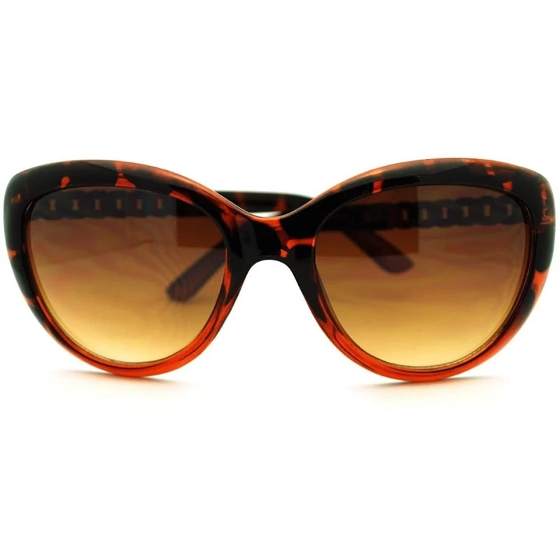 Cat Eye Women's Fashion Metal Chain Temple Cat Eye Sunglasses - Tortoise - CU11G5J2NPR $8.58