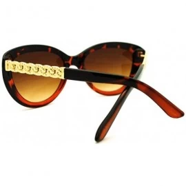 Cat Eye Women's Fashion Metal Chain Temple Cat Eye Sunglasses - Tortoise - CU11G5J2NPR $8.58
