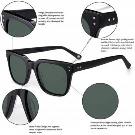 Square Fashion Vintage Acetate Polarized Sunglasses Square With Rivet Luxury Street Style For Unisex UV Protection - C7192HU3...