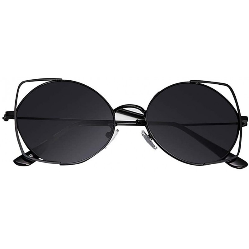 Sunglasses for Women - Cat Eye Mirrored Flat Lenses Metal Frame ...