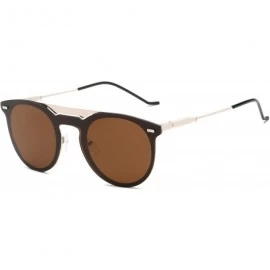 Round Women Retro Vintage Mirrored Round Designer Sunglasses - Brown - CK18I4D9A8A $12.84