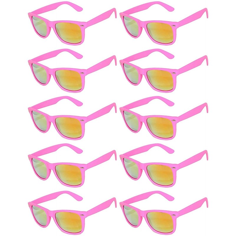 Rimless Retro Vintage Mirrored Lens Sunglasses Matte Frame 10 Pack in Multiple Colors (10_Pairs_Pink_Matte- Mirror) - C0188ZS...