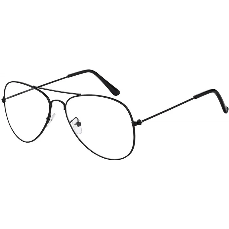 Square Classic Polarized UV400 Aviator Sunglasses Fashion Clear Glasses Men Women - Black - C318HTWWZE3 $9.05