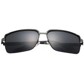Square Men's Stylish Reflective Goggle Eyeglasses Polarized Sunglasses - Black - CD188CWTQ8A $93.03