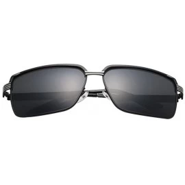 Square Men's Stylish Reflective Goggle Eyeglasses Polarized Sunglasses - Black - CD188CWTQ8A $44.07