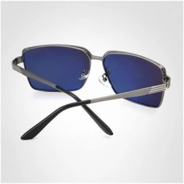 Square Men's Stylish Reflective Goggle Eyeglasses Polarized Sunglasses - Black - CD188CWTQ8A $44.07