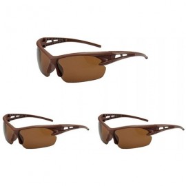 Goggle 3 Pieces Sunglasses Men's Windproof Sunglasses Rectangular Sunglasses - Brown - CH194LE7HD9 $24.57