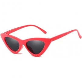 Cat Eye Retro Vintage Trendy Cat Eye Sunglasses For Women Clout Goggles Plastic Frame Glasses - Red&grey - CL18H7LNG4D $15.25