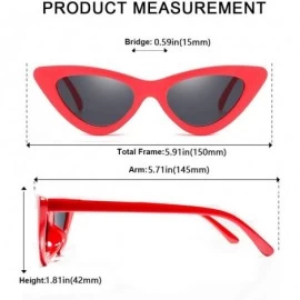 Cat Eye Retro Vintage Trendy Cat Eye Sunglasses For Women Clout Goggles Plastic Frame Glasses - Red&grey - CL18H7LNG4D $7.94