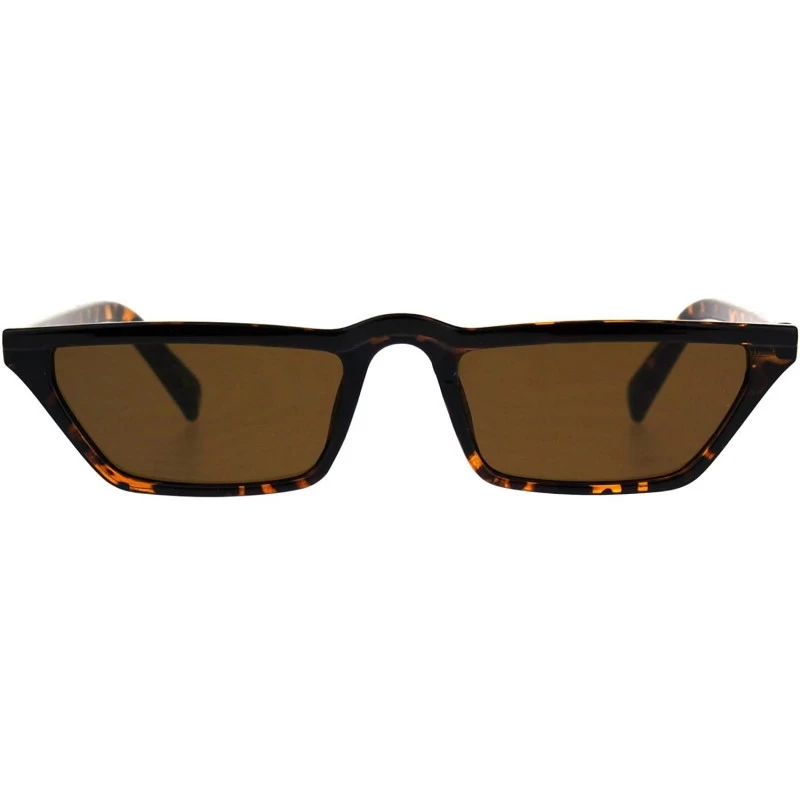 Cat Eye Womens Retro Vintage Narrow Flat Top Cat Eye Plastic Hippie Sunglasses - Tortoise Brown - CK18CGN909X $10.55