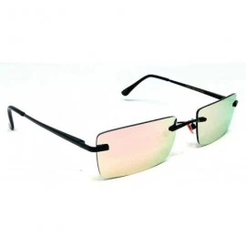 Rectangular Ambassador Classic Slim Rimless Rectangular Luxury Sunglasses - Black Frame - CR18WMQEG5Z $10.47