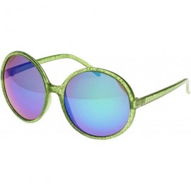 Round Retro Disco Stomp Glitter Frame Sunglasses - Green - C312JSC7JYR $47.19