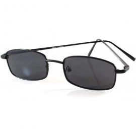 Rectangular Minimalist Small Droopy Angular Tinted Smoke Rectangular Sunglasses A222 - Black - CD18HX67UTY $9.61