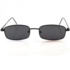 Rectangular Minimalist Small Droopy Angular Tinted Smoke Rectangular Sunglasses A222 - Black - CD18HX67UTY $9.61