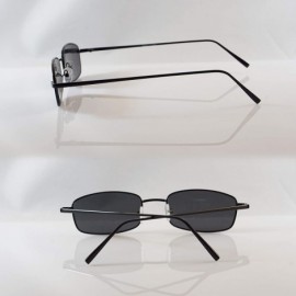 Rectangular Minimalist Small Droopy Angular Tinted Smoke Rectangular Sunglasses A222 - Black - CD18HX67UTY $9.61