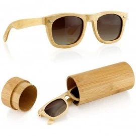 Square Polarized Bamboo lightweight Wood Vintage Sunglasses Men Women Eyewear - Brown - CS127DGR1FH $21.81