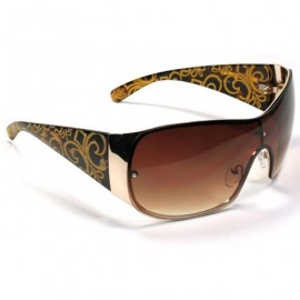 Shield Celebrity Designer Style Womens Sunglasses 7055 - Brown - CI11ESIG6T1 $19.42