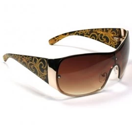 Shield Celebrity Designer Style Womens Sunglasses 7055 - Brown - CI11ESIG6T1 $8.98