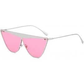 Oval Metal Frame Flat Top Sunglasses Women's Brand Design Cat Sunglasses Fashion 2019 Summer Style Eyewear - CQ18UI2GGKT $23.74
