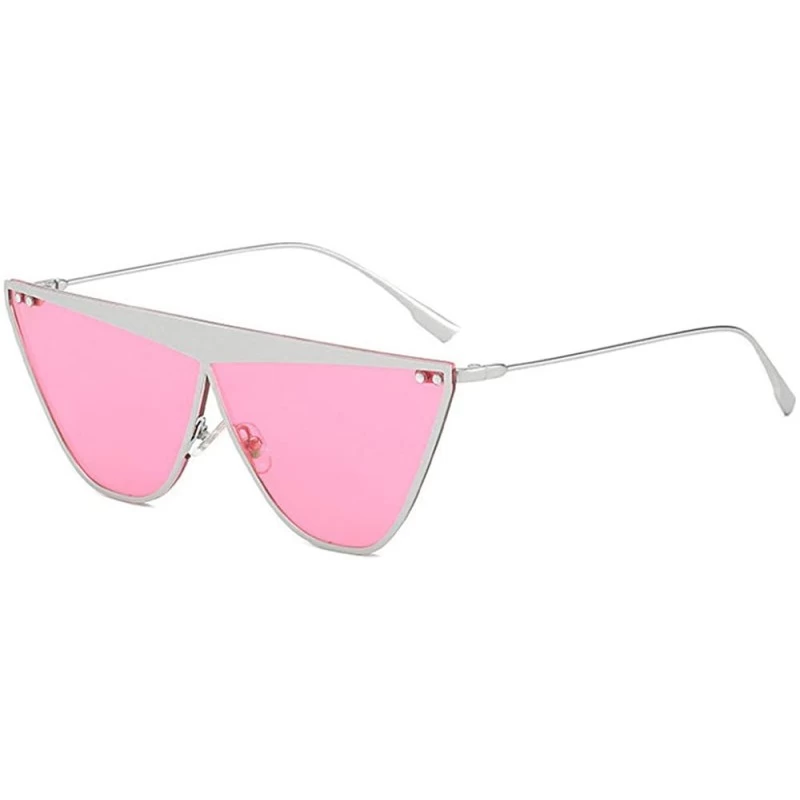 Oval Metal Frame Flat Top Sunglasses Women's Brand Design Cat Sunglasses Fashion 2019 Summer Style Eyewear - CQ18UI2GGKT $11.41