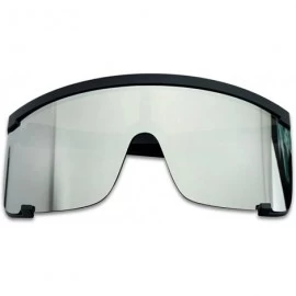 Rectangular Large Flat Top Shield Sunglasses Semi-Rimless Square Mirrored Visor Aviator Style Shades 2-Pack - C518I9OTKD9 $18.02