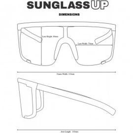 Rectangular Large Flat Top Shield Sunglasses Semi-Rimless Square Mirrored Visor Aviator Style Shades 2-Pack - C518I9OTKD9 $18.02