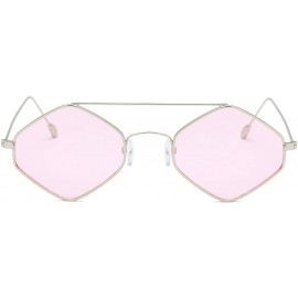 Cat Eye Sunglasses Polygon Vintage Glasses - Pink - CN18UCE2DGA $27.05