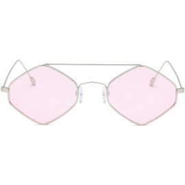Cat Eye Sunglasses Polygon Vintage Glasses - Pink - CN18UCE2DGA $15.46