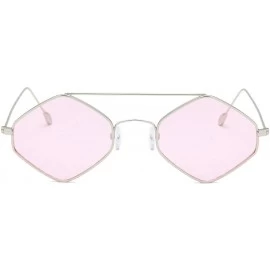 Cat Eye Sunglasses Polygon Vintage Glasses - Pink - CN18UCE2DGA $23.51