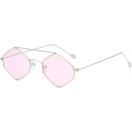 Cat Eye Sunglasses Polygon Vintage Glasses - Pink - CN18UCE2DGA $15.46