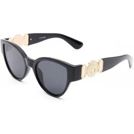 Oversized Retro Cat Eye Sunglasses Hiphop Sun Glasses High Fashion Luxury Gold Millionaire Rapper Swag Glasses - Black 1 - CX...