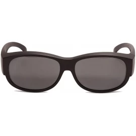 Goggle Fitover Polarized Sunglasses for Women Men-Wrap around sunglasses-UV400 protection - Black/Grey - CQ18QK2WMER $18.55
