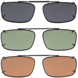 Rectangular Grey/Brown/G15 Lens 3-pack Clip-on Polarized Sunglasses 54x34MM - Mix - CA12N4YYIF1 $31.43