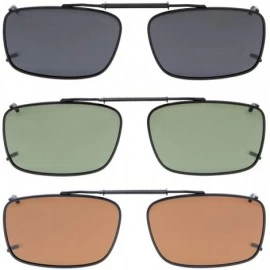 Rectangular Grey/Brown/G15 Lens 3-pack Clip-on Polarized Sunglasses 54x34MM - Mix - CA12N4YYIF1 $19.44