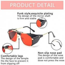 Square Retro Gothic Steampunk Sunglasses for Women Men square Lens Metal Frame sunglasses John Lennon square Sunglasses - CV1...