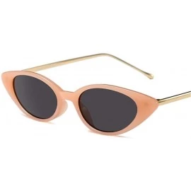 Oval Women Small Cat Eye Sunglasses Classic Oval Metal Frame Sun Glasses for Female Male Shades - 3 - CJ18QADDLZ3 $53.58