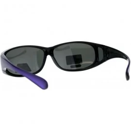 Oversized Polarized Womens Rhinestone Bling Fit Over Rectangular 60mm Sunglasses - Purple Black - CI18D46A8AE $13.05