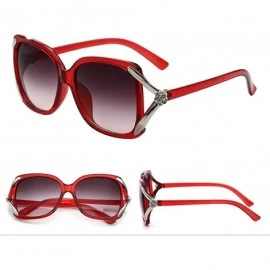 Oval Vintage V Shape Frame Sunglasses for Women PC Resin UV 400 Protection Sunglasses - Wine Red - CU18SASS4M4 $11.48