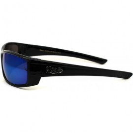 Sport Locs Mens Rectangular Warp Gangster Cholo Sunglasses - Black Blue Mirror - CH1966UE32W $10.85